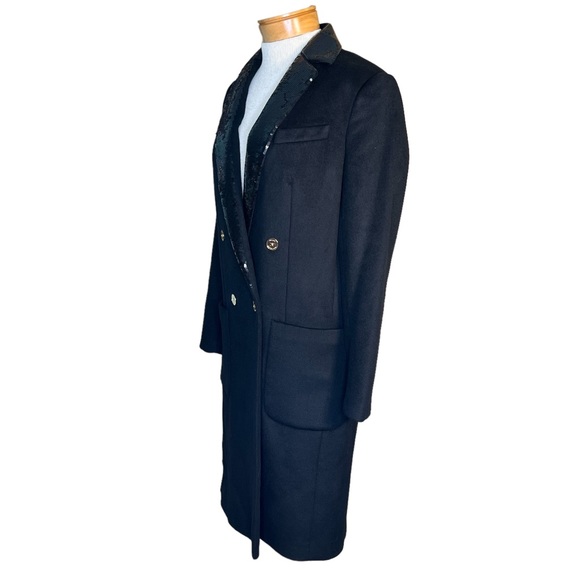 MICHAEL Michael Kors Wool Blend Black Double Breasted Coat w/Sequin Coll… - Picture 5 of 16